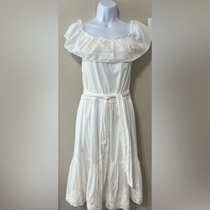 ✨ Ralph Lauren Off-Shoulder White Embroidered Dress | Size 8 | EUC ✨